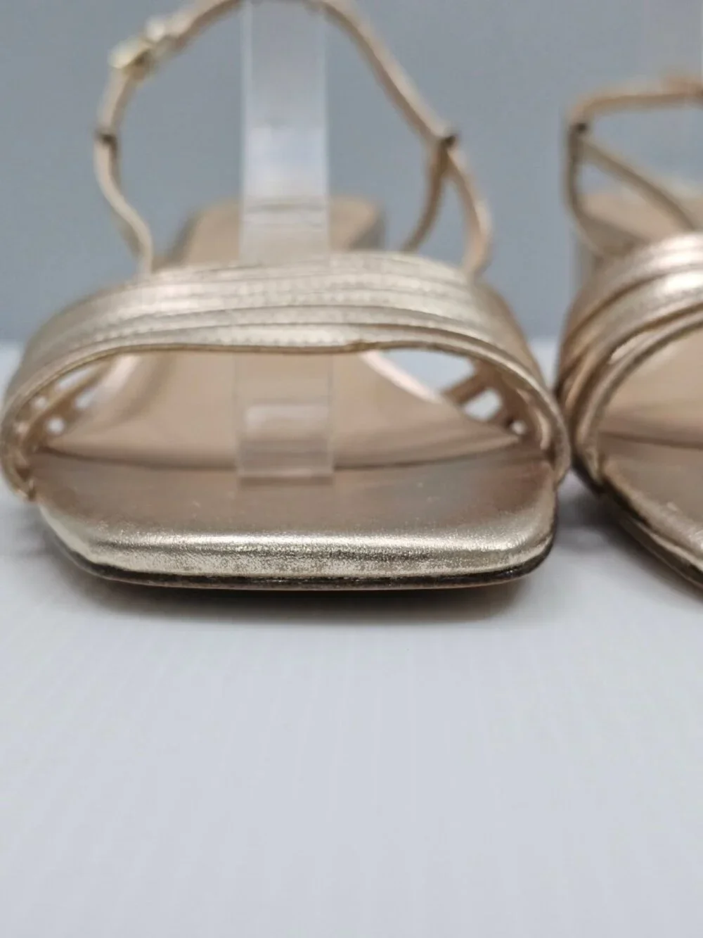 Reformation Eleonora Slingback Sandal Size 11 Gold Leather Square Toe Block Heel